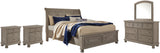 Lettner Light Gray California King Sleigh Bed with Mirrored Dresser and 2 Nightstands from Ashley Furniture - Luna Furniture