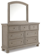 Lettner Light Gray Queen Panel Bed with Mirrored Dresser and 2 Nightstands from Ashley Furniture - Luna Furniture
