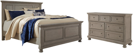Lettner Light Gray Queen Panel Bed with Dresser from Ashley - Luna Furniture