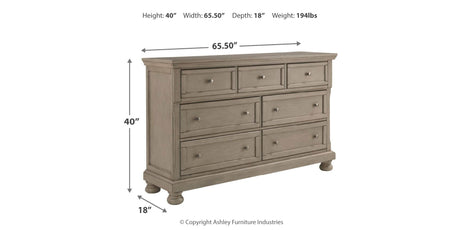Lettner Light Gray California King Panel Bed, Dresser, Chest and 2 Nightstands from Ashley - Luna Furniture