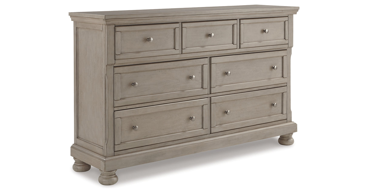 Lettner Light Gray King Panel Bed with Dresser from Ashley Furniture - Luna Furniture