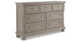 Lettner Light Gray King Panel Bed with Dresser from Ashley Furniture - Luna Furniture