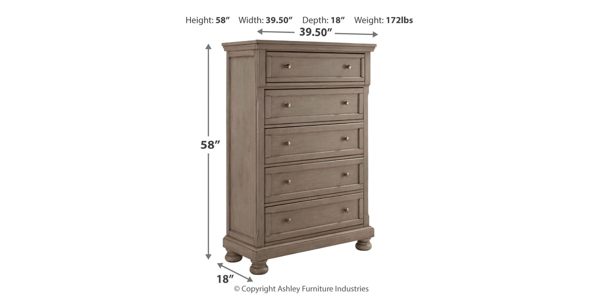 Lettner Light Gray Queen Sleigh Bed with 2 Storage Drawers with Mirrored Dresser and Chest from Ashley Furniture - Luna Furniture