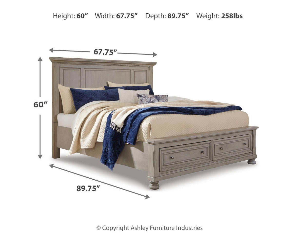 Lettner Light Gray Queen Storage Platform Bed