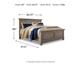 Lettner King Panel Bed with Mirrored Dresser, Chest and 2 Nightstands in Light Gray from Ashley Furniture - Luna Furniture