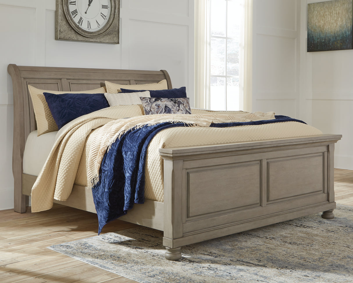 Lettner Light Gray King Sleigh Bed from Ashley Furniture - Luna Furniture