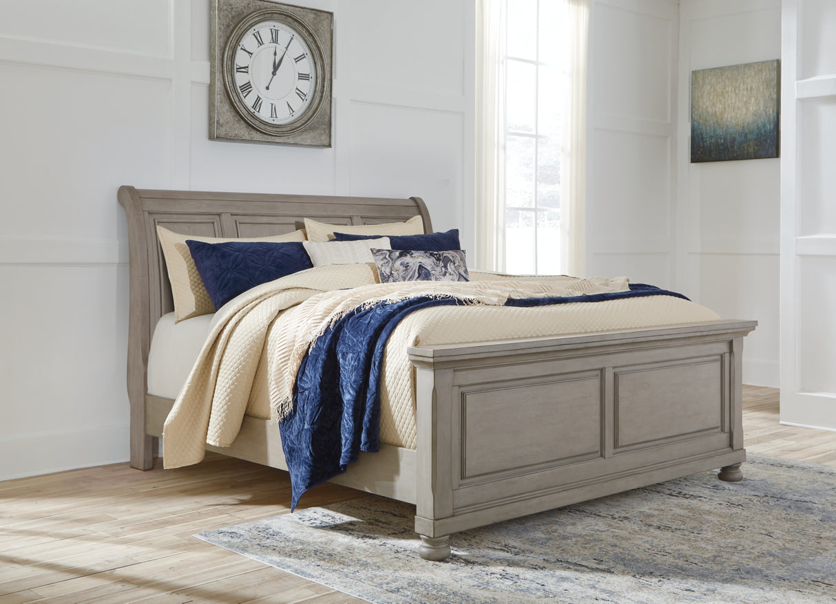 Lettner Light Gray King Sleigh Bed from Ashley Furniture - Luna Furniture