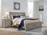 Lettner Light Gray Queen Sleigh Storage Platform Bed from Ashley Furniture - Luna Furniture