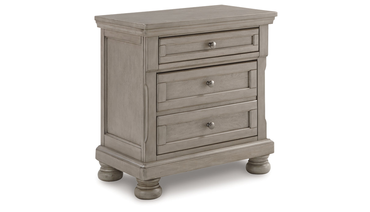Lettner Light Gray King Sleigh Bed with 2 Storage Drawers with Mirrored Dresser and 2 Nightstands from Ashley Furniture - Luna Furniture