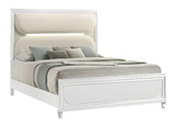 Eden White King Boucle Upholstered LED Panel Bed