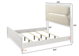 Eden White King Boucle Upholstered LED Panel Bed
