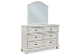 Robbinsdale Twin Sleigh Storage Bed with Mirrored Dresser and Nightstand in Antique White from Ashley Furniture - Luna Furniture