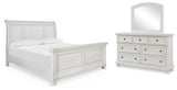 Robbinsdale Antique White King Sleigh Bed, Dresser and Mirror from Ashley Furniture - Luna Furniture