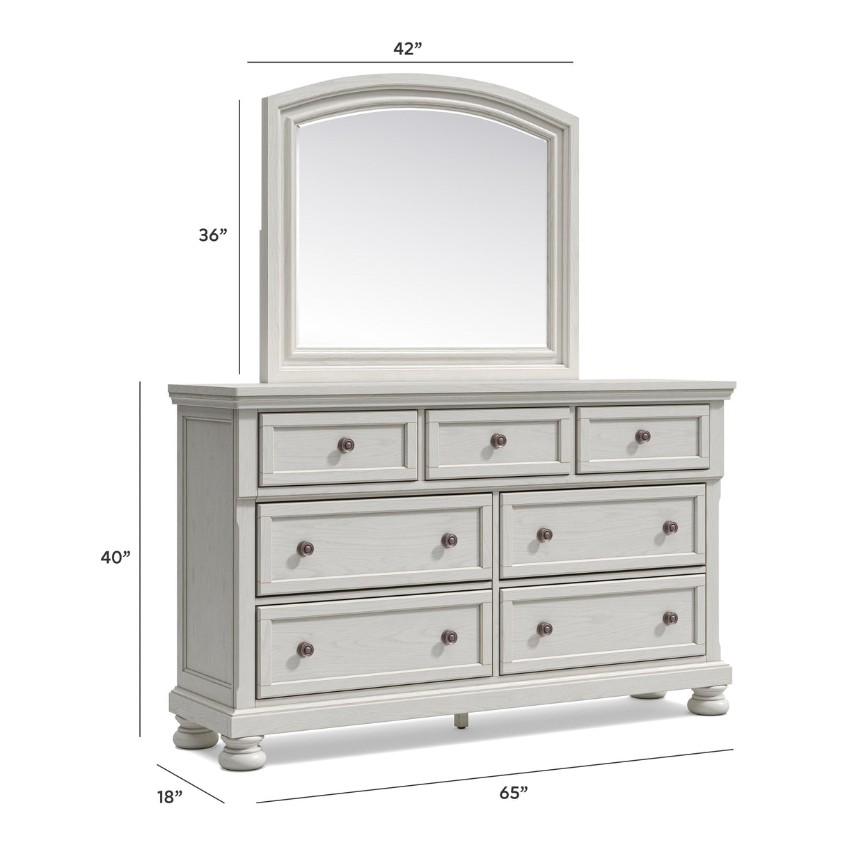 Robbinsdale California King Sleigh Bed with Storage with Mirrored Dresser in Antique White from Ashley - Luna Furniture