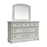 Robbinsdale California King Sleigh Bed with Storage with Mirrored Dresser in Antique White from Ashley - Luna Furniture