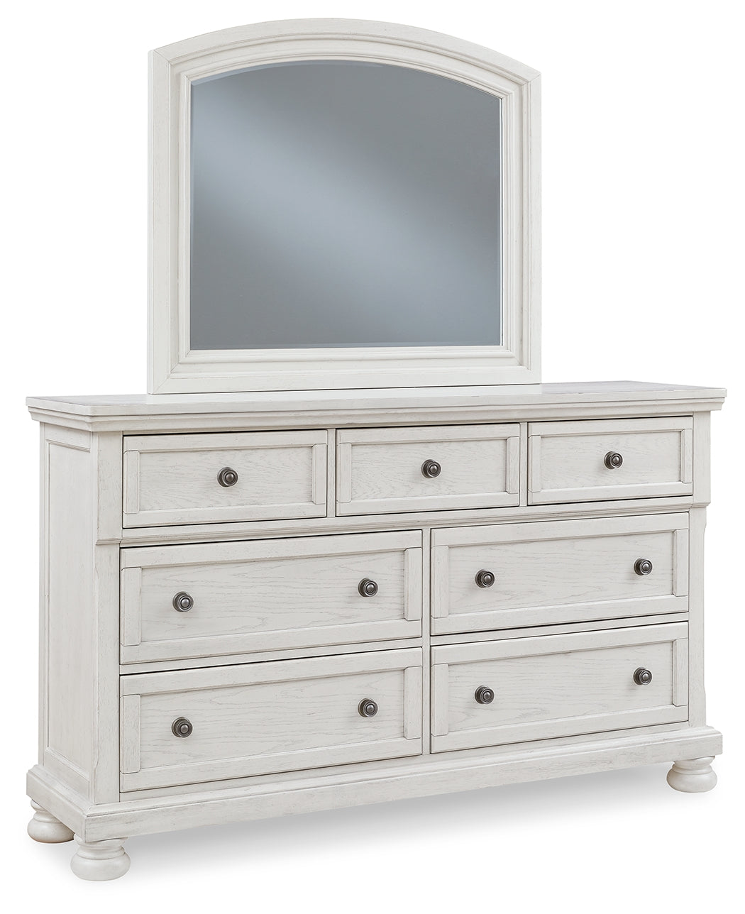 Robbinsdale Antique White Queen Storage Bed, Dresser, Mirror and Nightstand from Ashley Furniture - Luna Furniture
