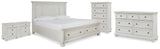 Robbinsdale Antique White King Sleigh Bed with Storage and Dresser, 2 Nightstands from Ashley - Luna Furniture