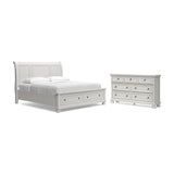 Robbinsdale California King Sleigh Bed with Storage with Dresser in Antique White from Ashley - Luna Furniture