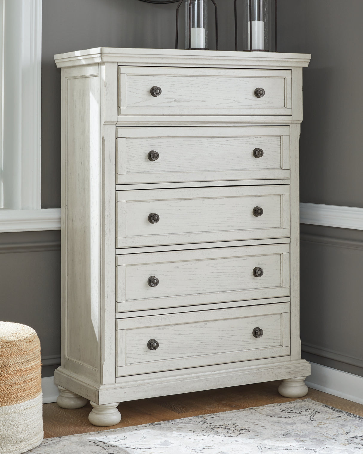 Robbinsdale Antique White Chest of Drawers from Ashley - Luna Furniture