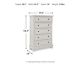 Robbinsdale Queen Panel Storage Bed with Mirrored Dresser and Chest in Antique White from Ashley Furniture - Luna Furniture