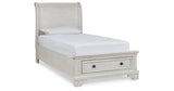 Robbinsdale Antique White Twin Sleigh Storage Platform Bed from Ashley Furniture - Luna Furniture