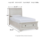 Robbinsdale Antique White Twin Sleigh Storage Platform Bed from Ashley - Luna Furniture
