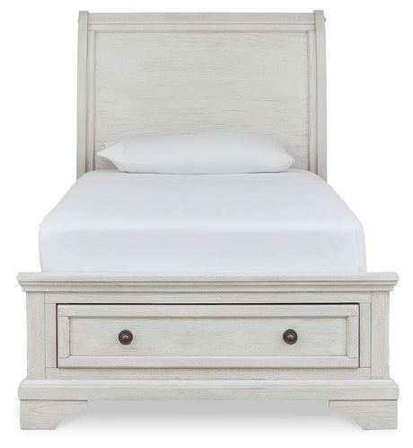 Robbinsdale Antique White Twin Sleigh Storage Platform Bed from Ashley Furniture - Luna Furniture