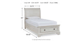 Robbinsdale Antique White Twin Sleigh Storage Bed and Dresser from Ashley - Luna Furniture