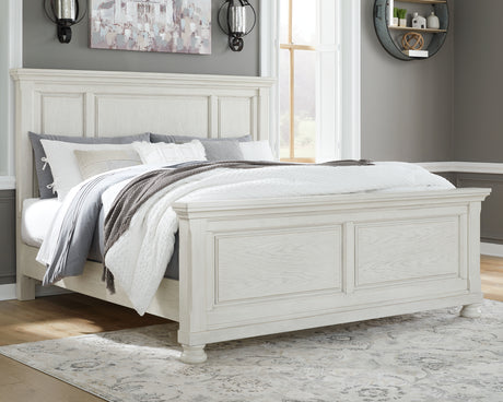 Robbinsdale Antique White King Panel Bed from Ashley - Luna Furniture