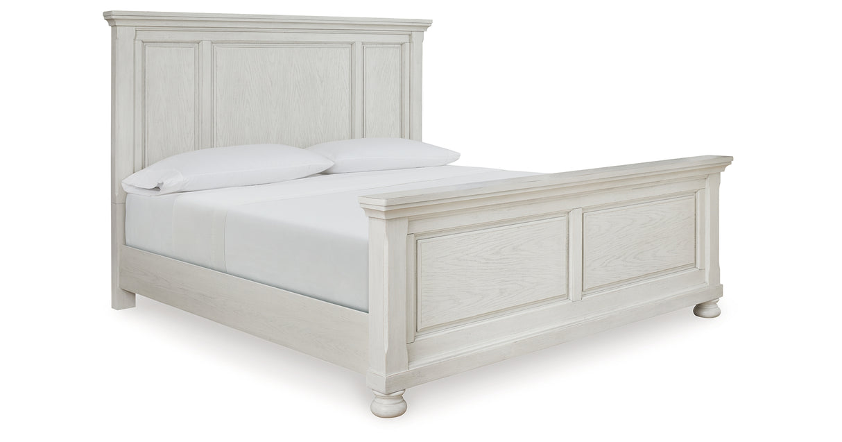 Robbinsdale Antique White King Panel Bed from Ashley Furniture - Luna Furniture