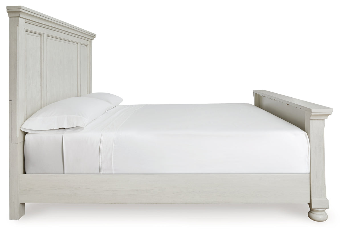 Robbinsdale Antique White King Panel Bed from Ashley Furniture - Luna Furniture