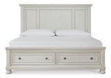 Robbinsdale Antique White Queen Storage Bed, Dresser, Mirror and Nightstand from Ashley Furniture - Luna Furniture
