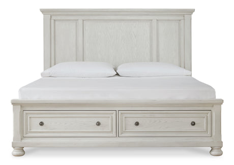 Robbinsdale Antique White Queen Storage Bed, Dresser, Mirror and Nightstand from Ashley - Luna Furniture
