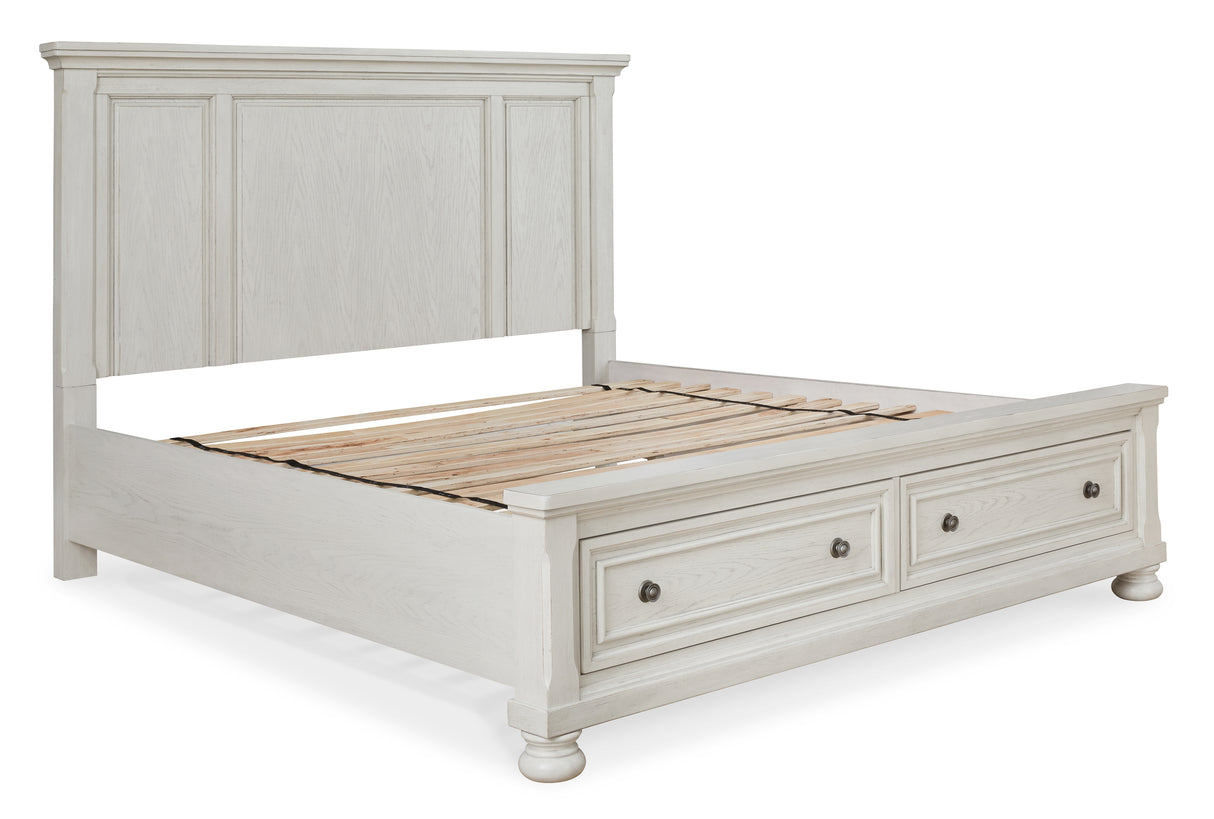 Robbinsdale Antique White Queen Storage Bed, Dresser, Mirror and Nightstand from Ashley Furniture - Luna Furniture