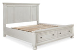 Robbinsdale Antique White Queen Storage Bed, Dresser, Mirror and Nightstand from Ashley Furniture - Luna Furniture