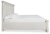 Robbinsdale Antique White King Sleigh Bed with Storage and Dresser, 2 Nightstands from Ashley - Luna Furniture
