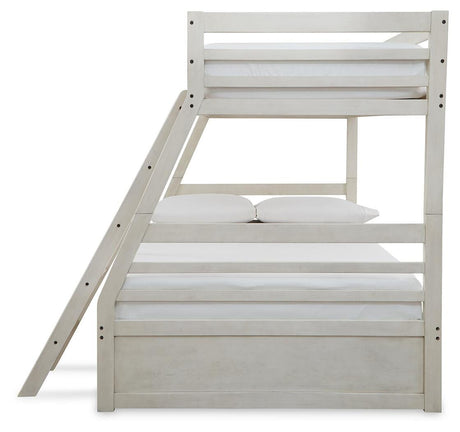 Robbinsdale Antique White Twin over Full Bunk Bed with Storage from Ashley Furniture - Luna Furniture