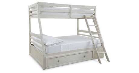 Robbinsdale Antique White Twin over Full Bunk Bed with Storage from Ashley - Luna Furniture