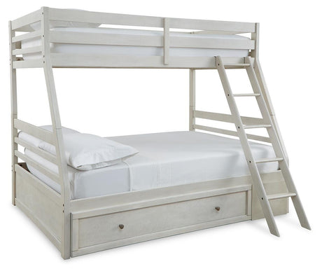 Robbinsdale Antique White Twin over Full Bunk Bed with Storage from Ashley Furniture - Luna Furniture