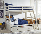 Robbinsdale Antique White Twin over Full Bunk Bed with Storage from Ashley Furniture - Luna Furniture