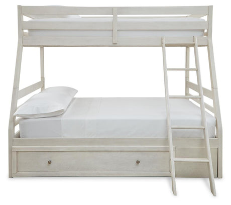 Robbinsdale Antique White Twin over Full Bunk Bed with Storage from Ashley Furniture - Luna Furniture