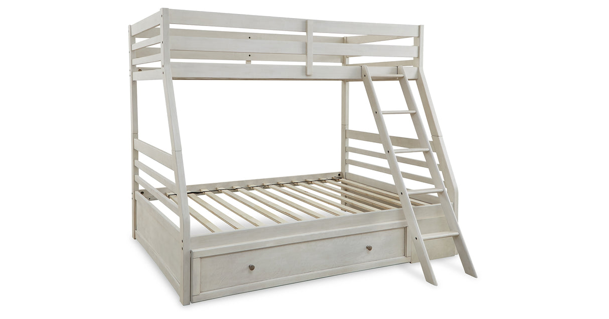 Robbinsdale Antique White Twin over Full Bunk Bed with Storage from Ashley Furniture - Luna Furniture
