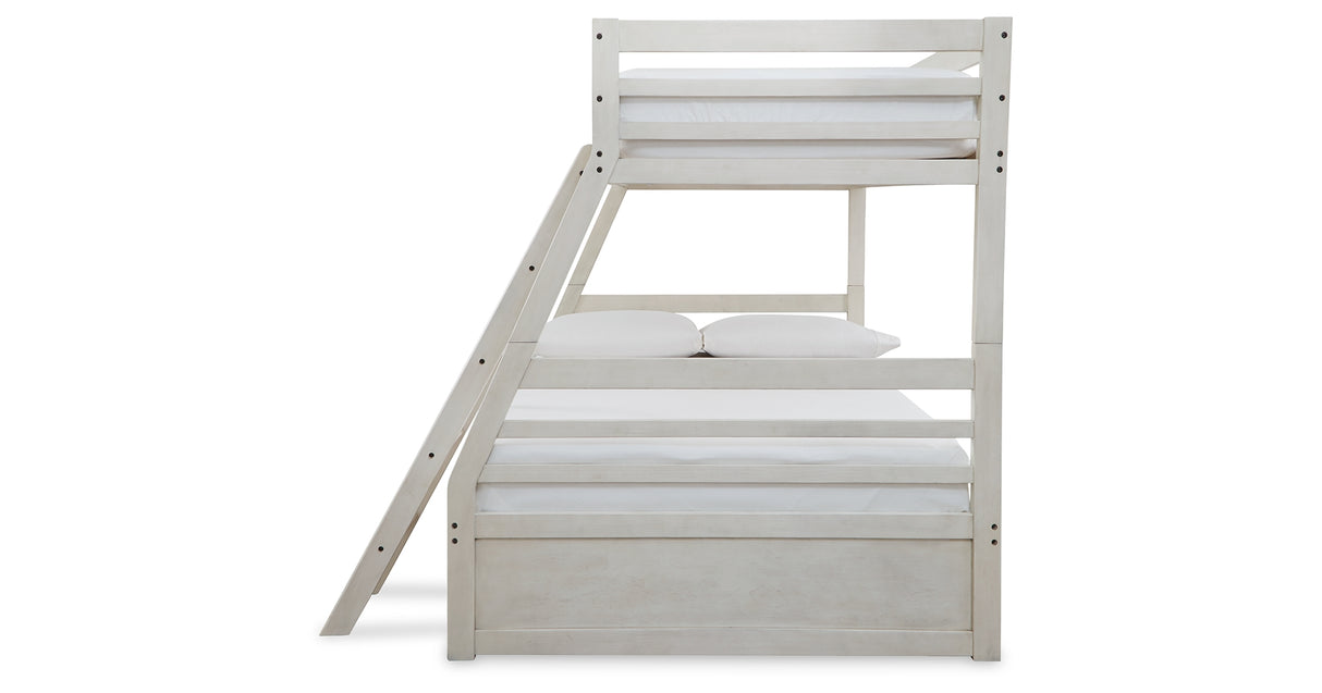 Robbinsdale Antique White Twin over Full Bunk Bed and Mattresses from Ashley - Luna Furniture
