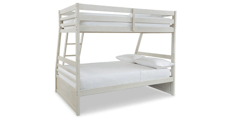 Robbinsdale Antique White Twin over Full Bunk Bed and Mattresses from Ashley - Luna Furniture
