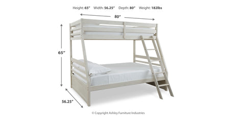 Robbinsdale Antique White Twin over Full Bunk Bed and Mattresses from Ashley - Luna Furniture
