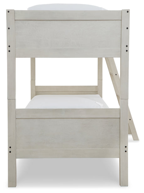Robbinsdale Antique White Twin/Twin Bunk Bed with Ladder from Ashley Furniture - Luna Furniture