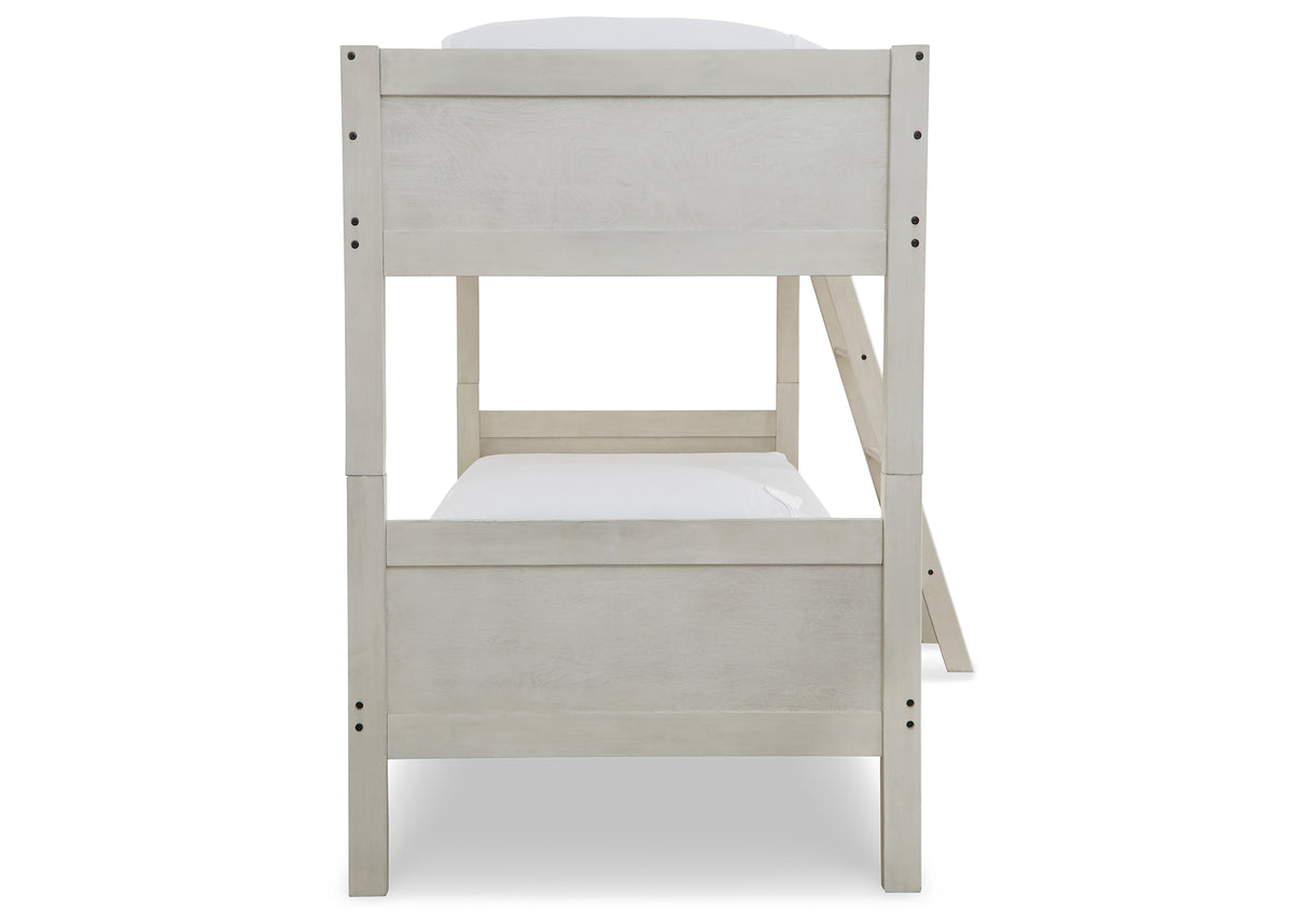 Robbinsdale Antique White Twin Bunk Bed and Mattresses from Ashley - Luna Furniture