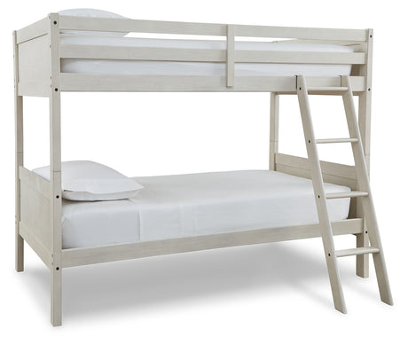 Robbinsdale Antique White Twin/Twin Bunk Bed with Ladder from Ashley Furniture - Luna Furniture