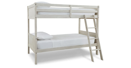 Robbinsdale Antique White Twin Bunk Bed and Mattresses from Ashley - Luna Furniture