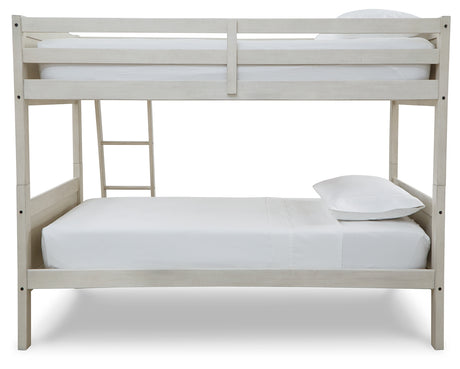 Robbinsdale Antique White Twin/Twin Bunk Bed with Ladder from Ashley Furniture - Luna Furniture
